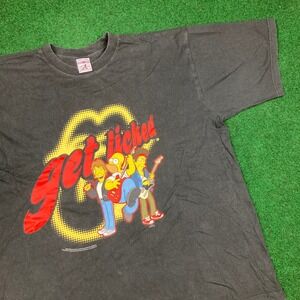 Vintage The Simpsons Rolling Stones Shirt Mens XL Black 2002 Get Licked Band Y2K